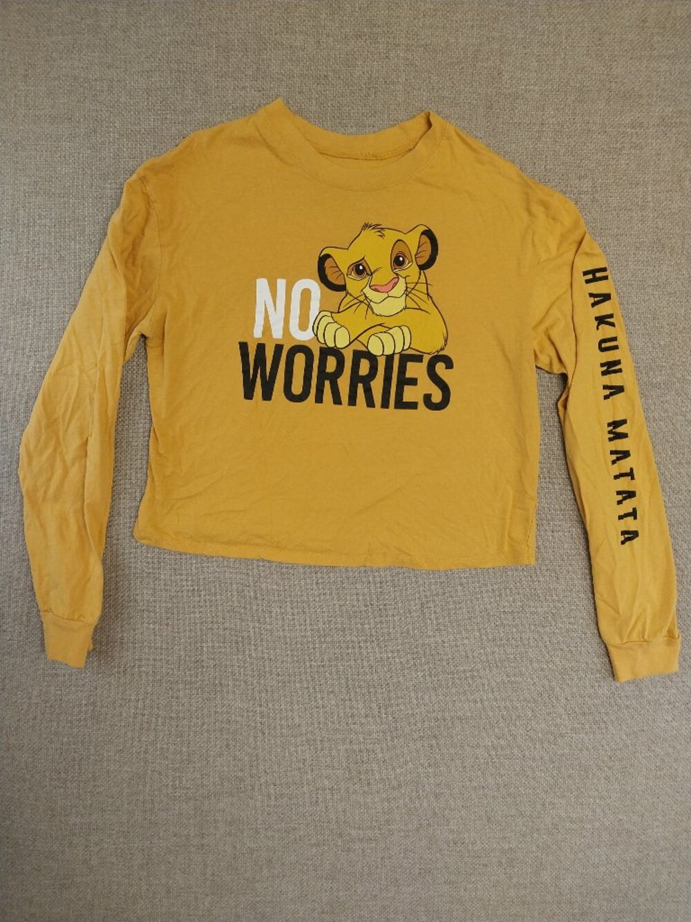 Disney The Lion King Simba Graphic Long Sleeve Crop Top Shirt Yellow  Medium 7-9